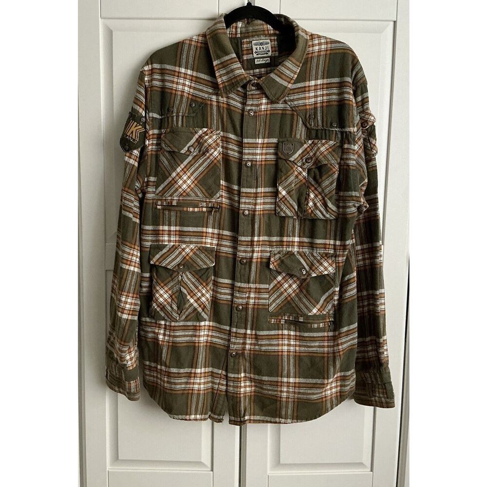 KANJI Mens Multi Color‎ Plaid Shirt Size 3XL Snap Close